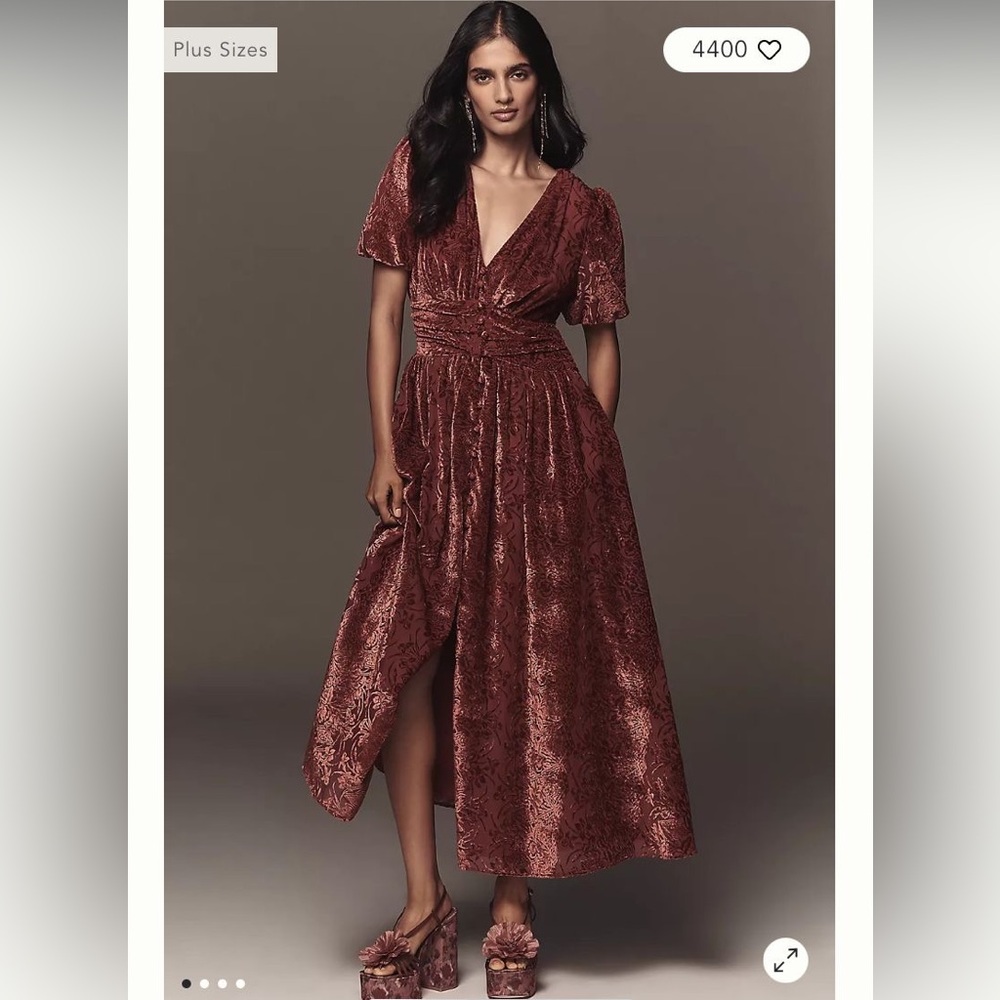 PRICE FIRM @135 Anthropologie Katerina button-front dress velvet